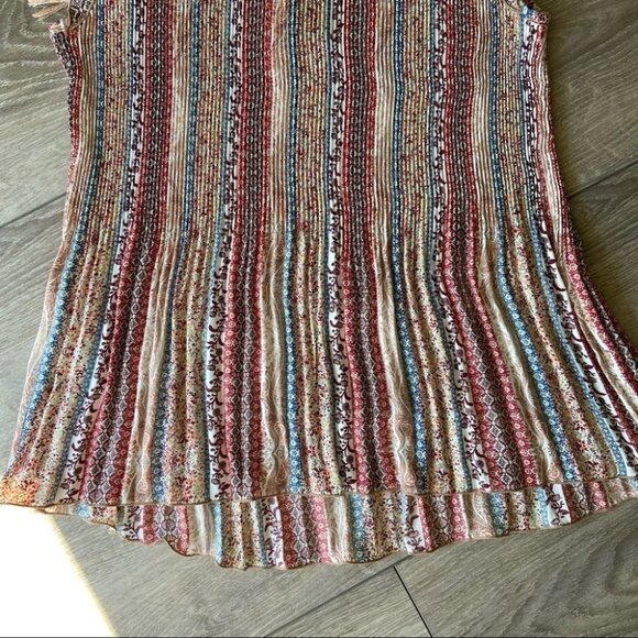 Zac & Rachel Floral Ruffled Cap Sleeve Pleated Blouse With Tassels - Picture 14 of 14